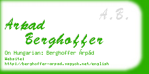 arpad berghoffer business card
